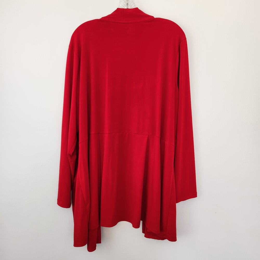 Susan Graver Cardigan Women's 2X Red Open Front Liquid Knit Classic Slinky Layer - Picture 6 of 13